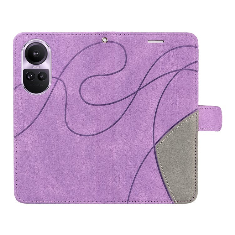 KT Leather Series-1 for Oppo Reno10 5G (Global) / Reno10 Pro 5G (Global) Wallet Leather Phone Case Dual-color Splicing Stand Cover - Light Purple