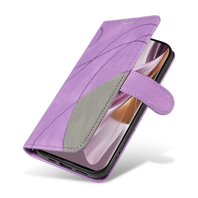 KT Leather Series-1 for Oppo Reno10 5G (Global) / Reno10 Pro 5G (Global) Wallet Leather Phone Case Dual-color Splicing Stand Cover - Light Purple