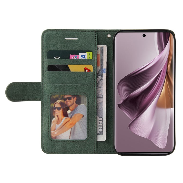 KT Leather Series-1 for Oppo Reno10 5G (Global) / Reno10 Pro 5G (Global) Wallet Leather Phone Case Dual-color Splicing Stand Cover - Green