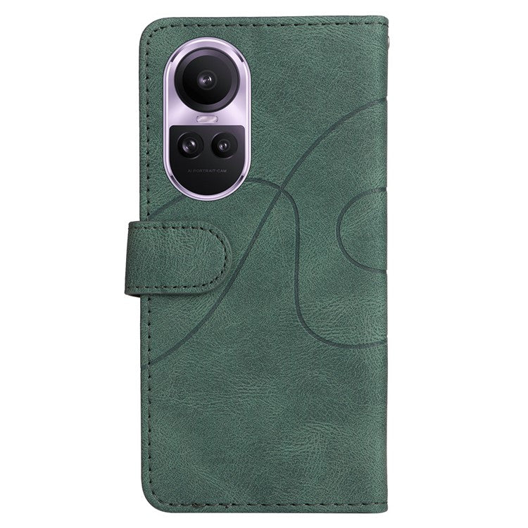 KT Leather Series-1 for Oppo Reno10 5G (Global) / Reno10 Pro 5G (Global) Wallet Leather Phone Case Dual-color Splicing Stand Cover - Green