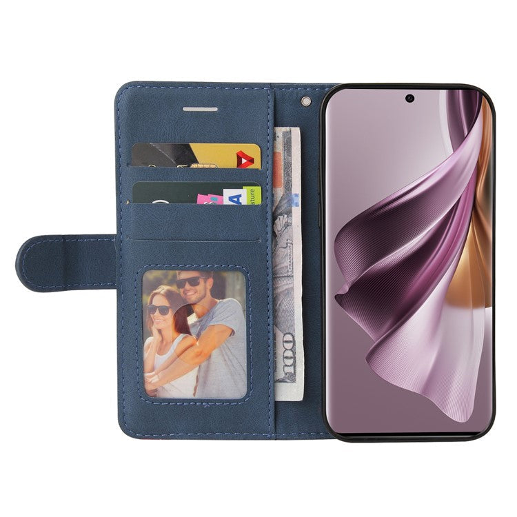 KT Leather Series-1 for Oppo Reno10 5G (Global) / Reno10 Pro 5G (Global) Wallet Leather Phone Case Dual-color Splicing Stand Cover - Blue
