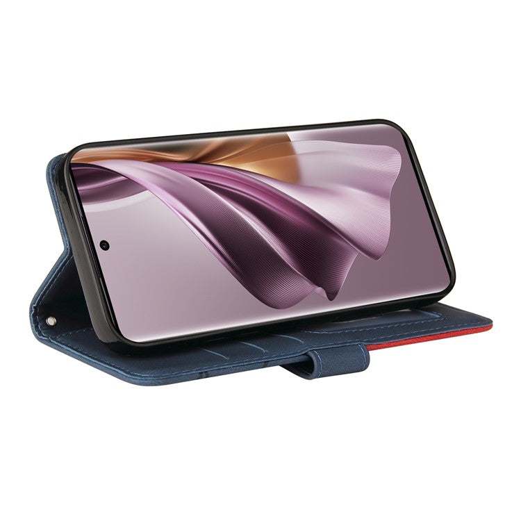 KT Leather Series-1 for Oppo Reno10 5G (Global) / Reno10 Pro 5G (Global) Wallet Leather Phone Case Dual-color Splicing Stand Cover - Blue