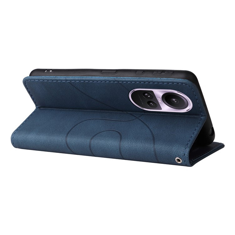 KT Leather Series-1 for Oppo Reno10 5G (Global) / Reno10 Pro 5G (Global) Wallet Leather Phone Case Dual-color Splicing Stand Cover - Blue
