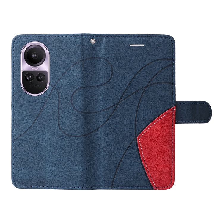 KT Leather Series-1 for Oppo Reno10 5G (Global) / Reno10 Pro 5G (Global) Wallet Leather Phone Case Dual-color Splicing Stand Cover - Blue