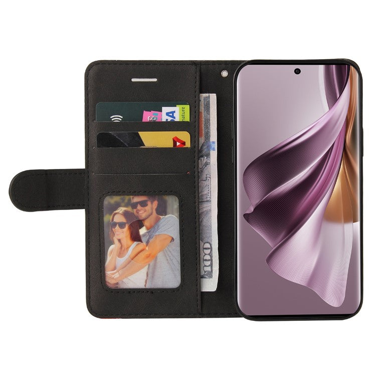 KT Leather Series-1 for Oppo Reno10 5G (Global) / Reno10 Pro 5G (Global) Wallet Leather Phone Case Dual-color Splicing Stand Cover - Black