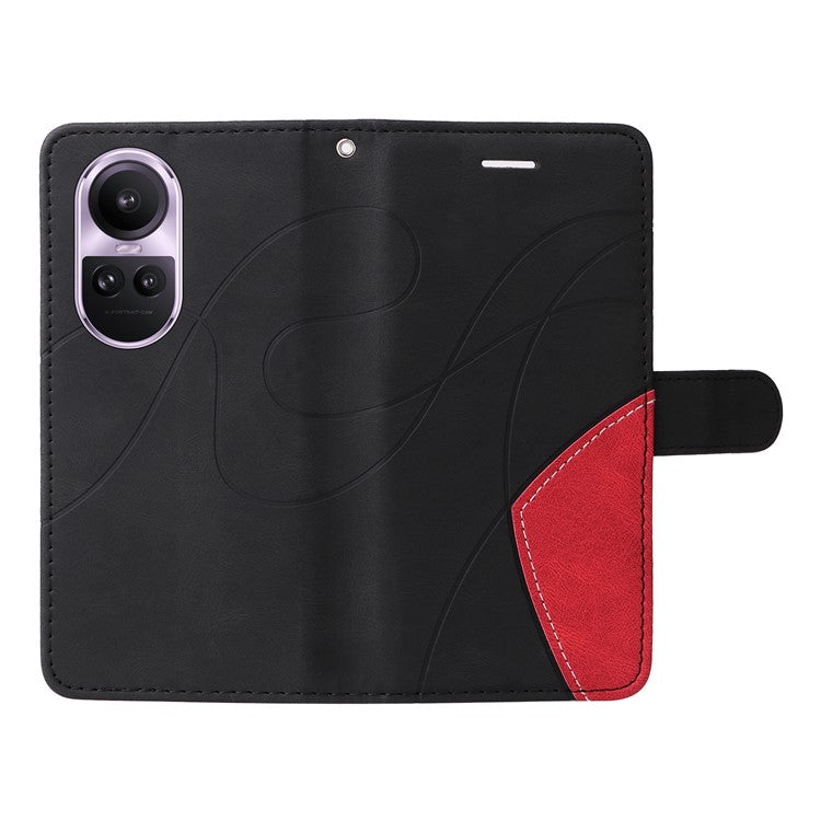 KT Leather Series-1 for Oppo Reno10 5G (Global) / Reno10 Pro 5G (Global) Wallet Leather Phone Case Dual-color Splicing Stand Cover - Black
