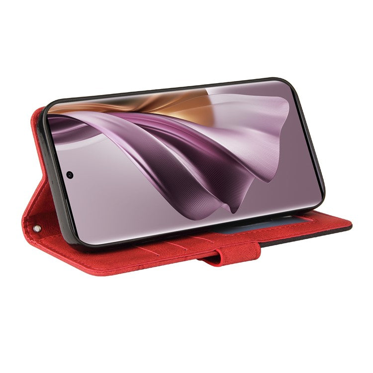 KT Leather Series-1 for Oppo Reno10 5G (Global) / Reno10 Pro 5G (Global) Wallet Leather Phone Case Dual-color Splicing Stand Cover - Red