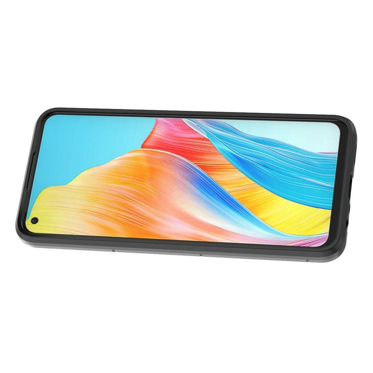 Protective Case for Oppo A78 4G , Shockproof TPU+PC Ring Holder Kickstand Phone Cover - Black