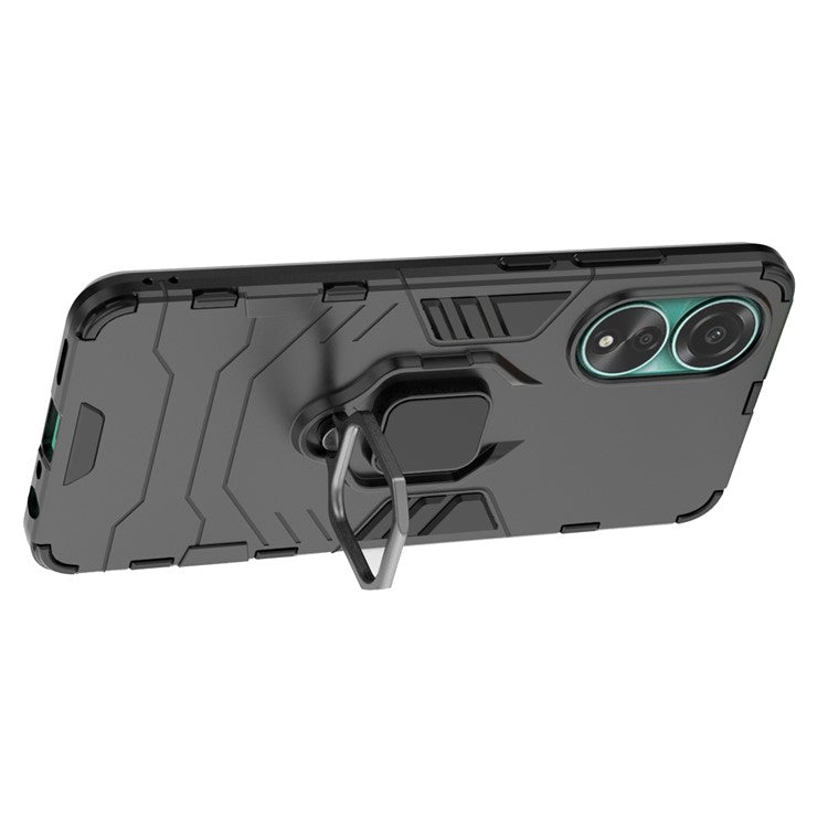 Protective Case for Oppo A78 4G , Shockproof TPU+PC Ring Holder Kickstand Phone Cover - Black