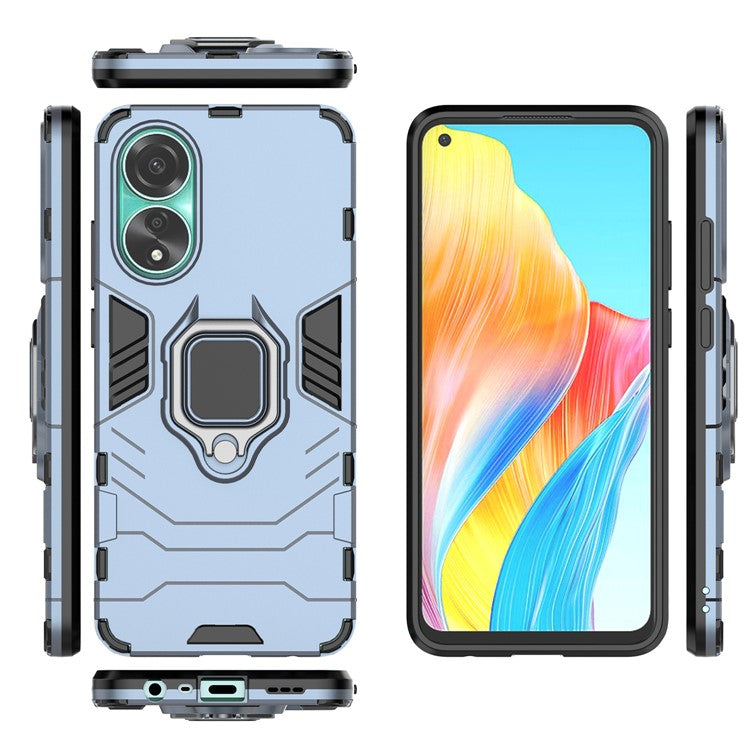 Protective Case for Oppo A78 4G , Shockproof TPU+PC Ring Holder Kickstand Phone Cover - Blue
