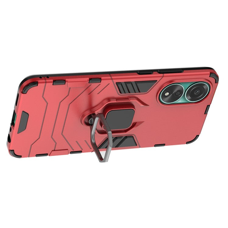 Protective Case for Oppo A78 4G , Shockproof TPU+PC Ring Holder Kickstand Phone Cover - Red