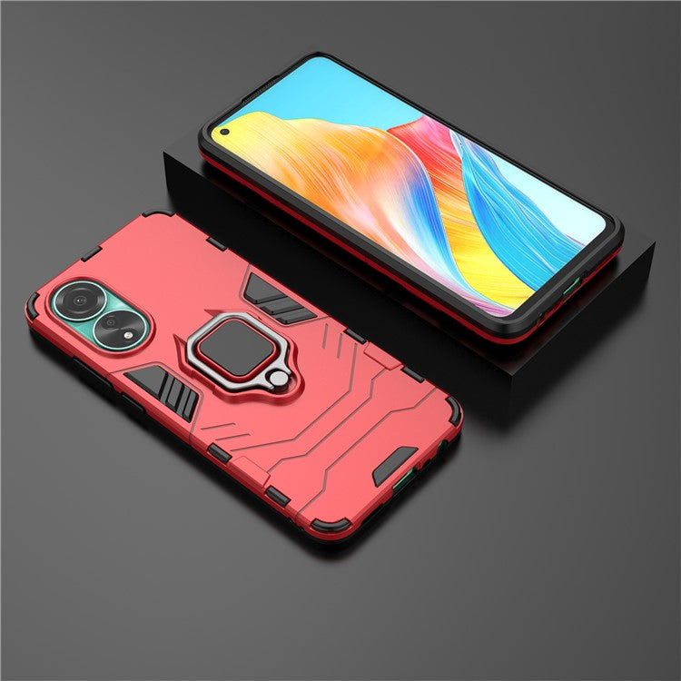 Protective Case for Oppo A78 4G , Shockproof TPU+PC Ring Holder Kickstand Phone Cover - Red
