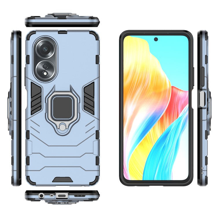 Protective Case for Oppo A58 4G , Fall Protection TPU+PC Ring Holder Kickstand Phone Cover - Blue