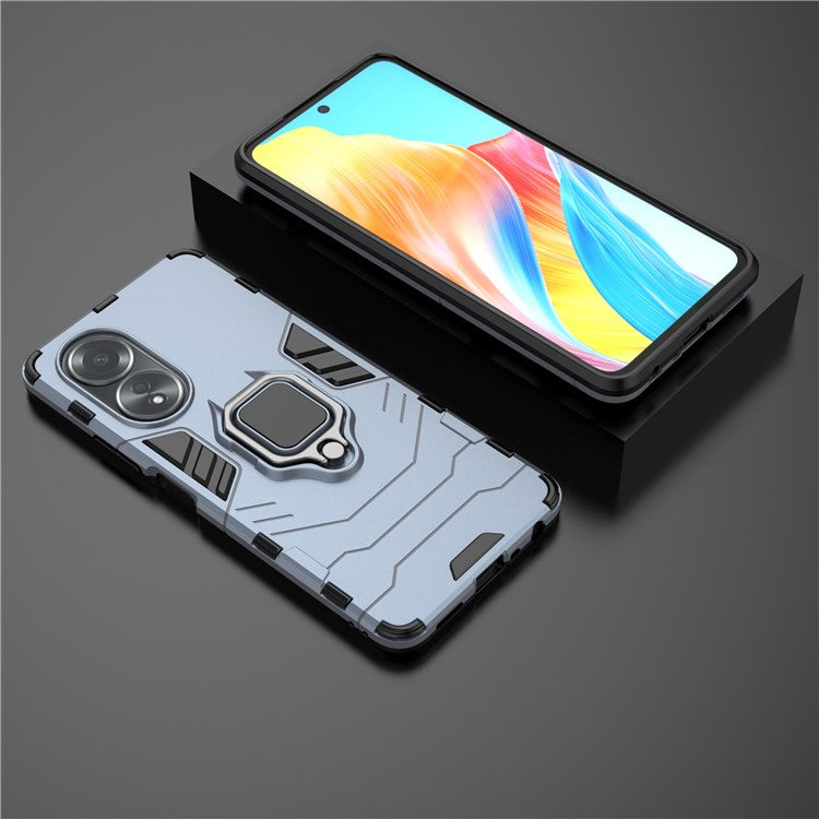 Protective Case for Oppo A58 4G , Fall Protection TPU+PC Ring Holder Kickstand Phone Cover - Blue