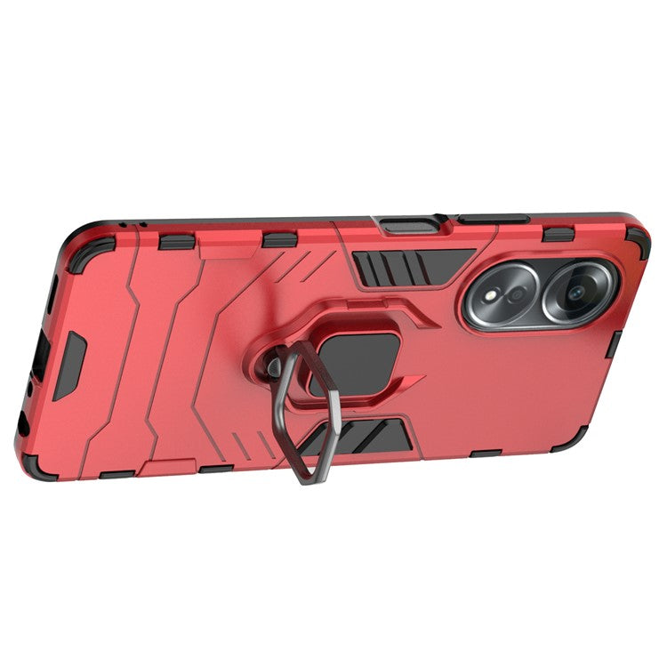 Protective Case for Oppo A58 4G , Fall Protection TPU+PC Ring Holder Kickstand Phone Cover - Red