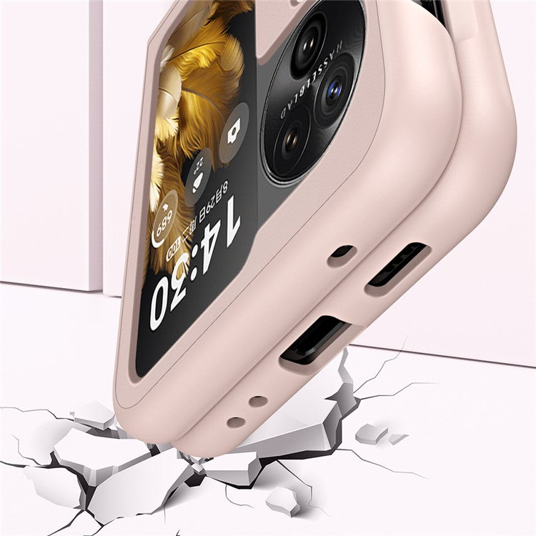 Shockproof PU+PC Slim Case for Oppo Find N3 Flip 5G Finger Strap Kickstand Phone Cover - Black