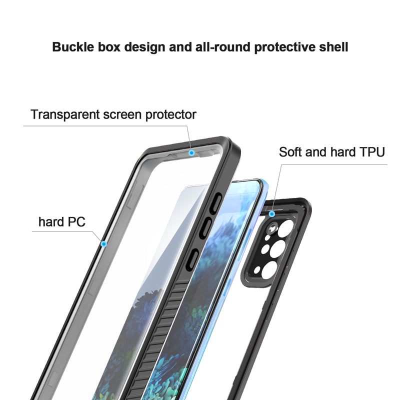 FS Series Clear Waterproof Phone Case for Samsung Galaxy S20 Plus 5G , PC+TPU IP68 Underwater Dustproof Cover