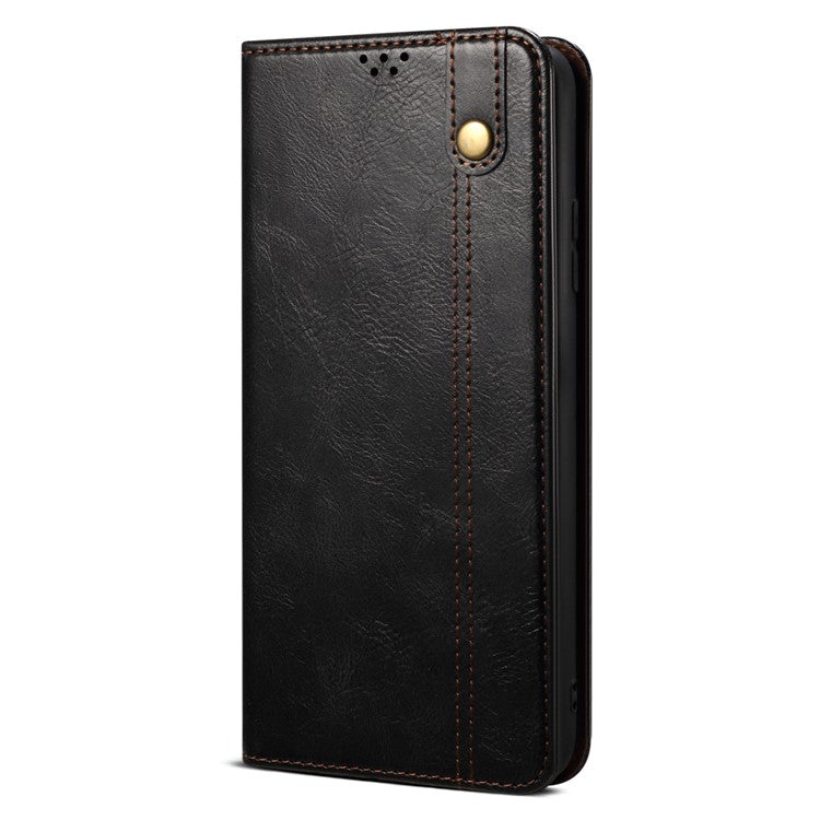 Leather Case for Honor X8 5G / X6 4G / X6s 4G / 70 Lite 5G / Play 30M Stand Wallet Waxy Crazy Horse Texture Phone Cover - Black