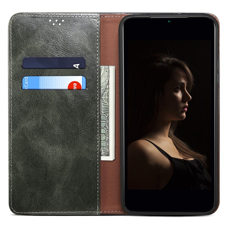 Leather Case for Honor X8 5G / X6 4G / X6s 4G / 70 Lite 5G / Play 30M Stand Wallet Waxy Crazy Horse Texture Phone Cover - Green