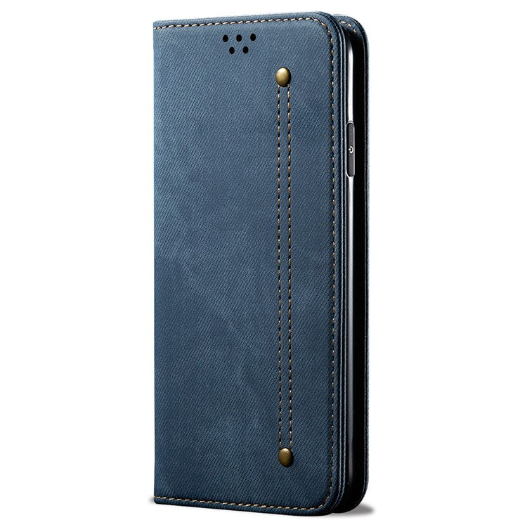 Wallet Case for Honor X8 5G / X6 4G / X6s 4G / 70 Lite 5G / Play 30M Jeans Cloth Texture Stand Leather Phone Cover - Blue