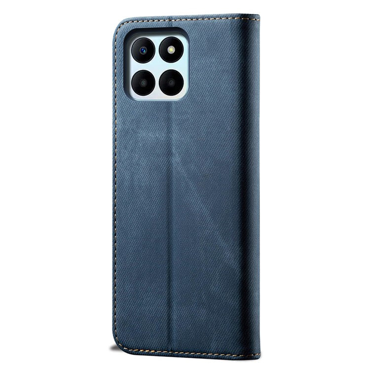 Wallet Case for Honor X8 5G / X6 4G / X6s 4G / 70 Lite 5G / Play 30M Jeans Cloth Texture Stand Leather Phone Cover - Blue