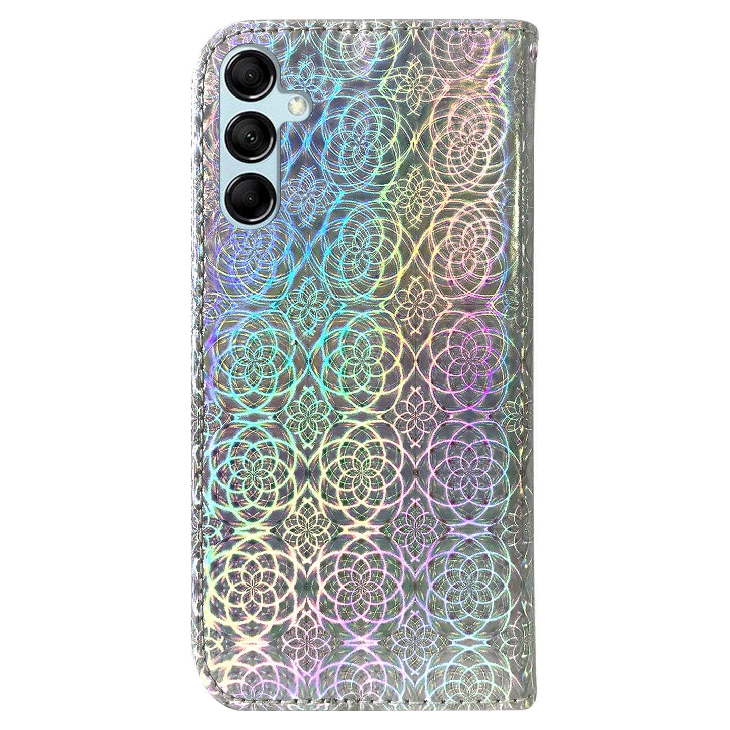 For Samsung Galaxy M34 5G / F34 5G Dazzling Flower Pattern PU Leather Wallet Stand Cover Phone Case - Grey