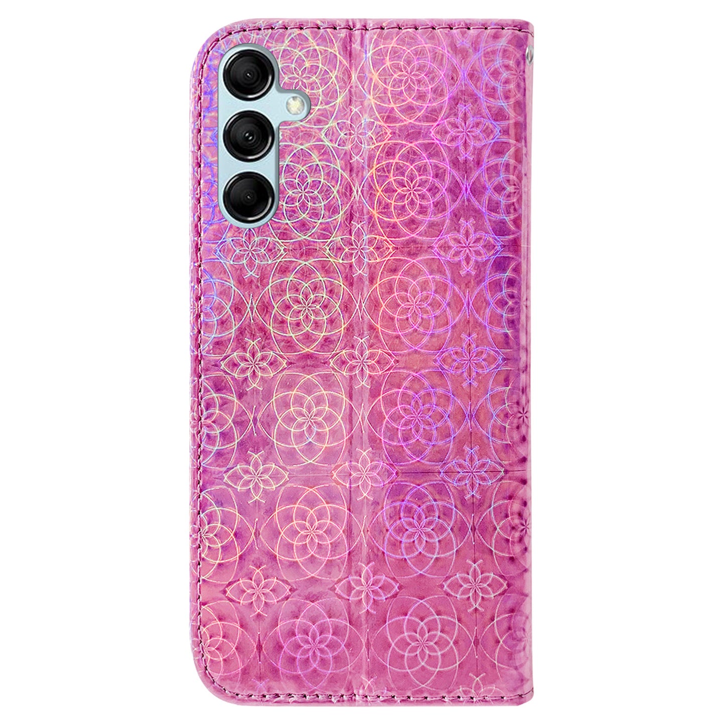 For Samsung Galaxy M34 5G / F34 5G Dazzling Flower Pattern PU Leather Wallet Stand Cover Phone Case - Pink