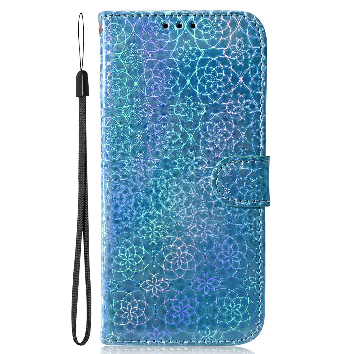For Samsung Galaxy M34 5G / F34 5G Dazzling Flower Pattern PU Leather Wallet Stand Cover Phone Case - Blue