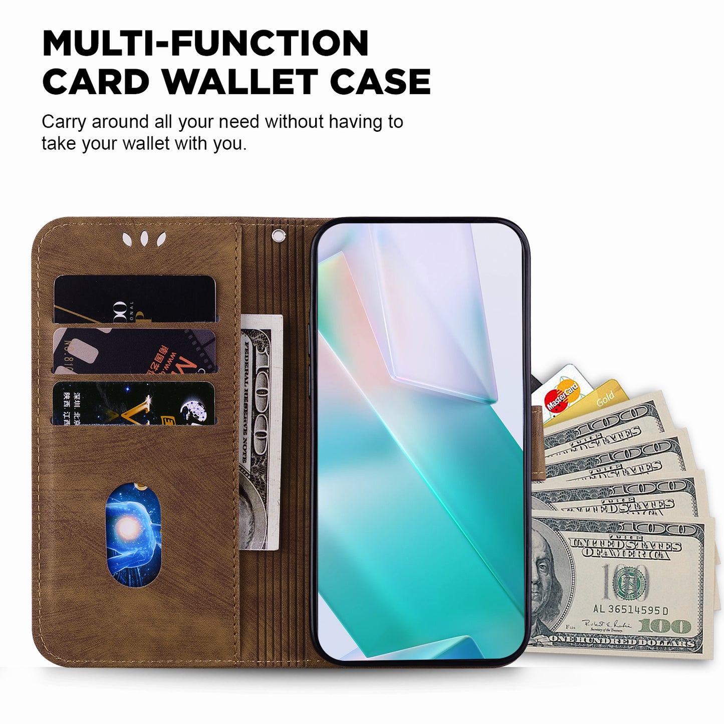 For Samsung Galaxy M34 5G / F34 5G Wallet Stand Leather Case Cute Tiger Imprint Phone Cover - Brown