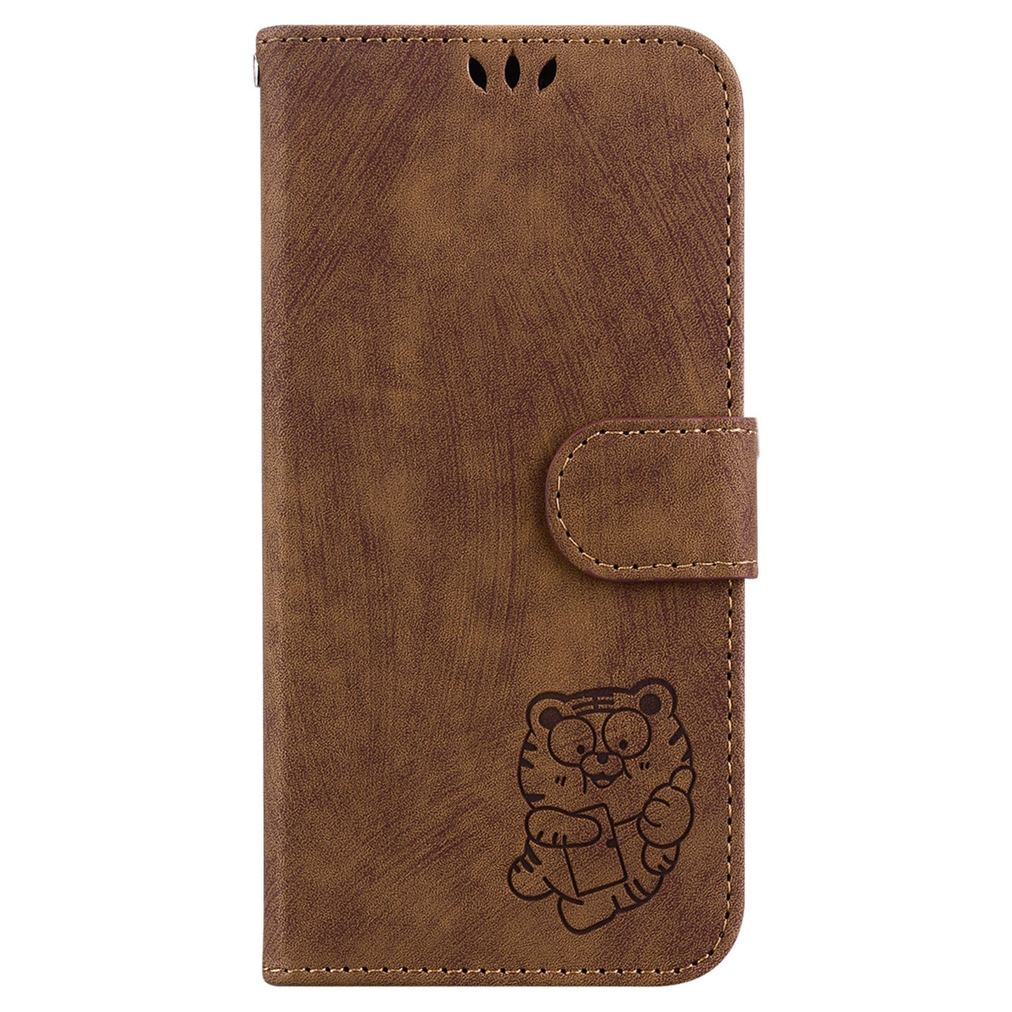 For Samsung Galaxy M34 5G / F34 5G Wallet Stand Leather Case Cute Tiger Imprint Phone Cover - Brown