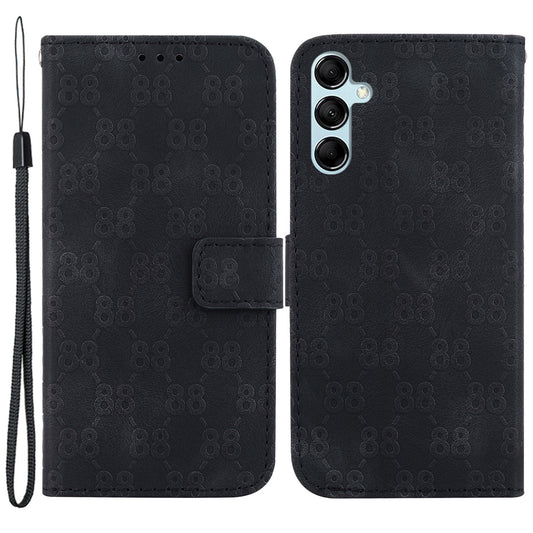 For Samsung Galaxy M34 5G / F34 5G Double 8-Shape Imprint Phone Cover Leather Wallet Stand Case - Black