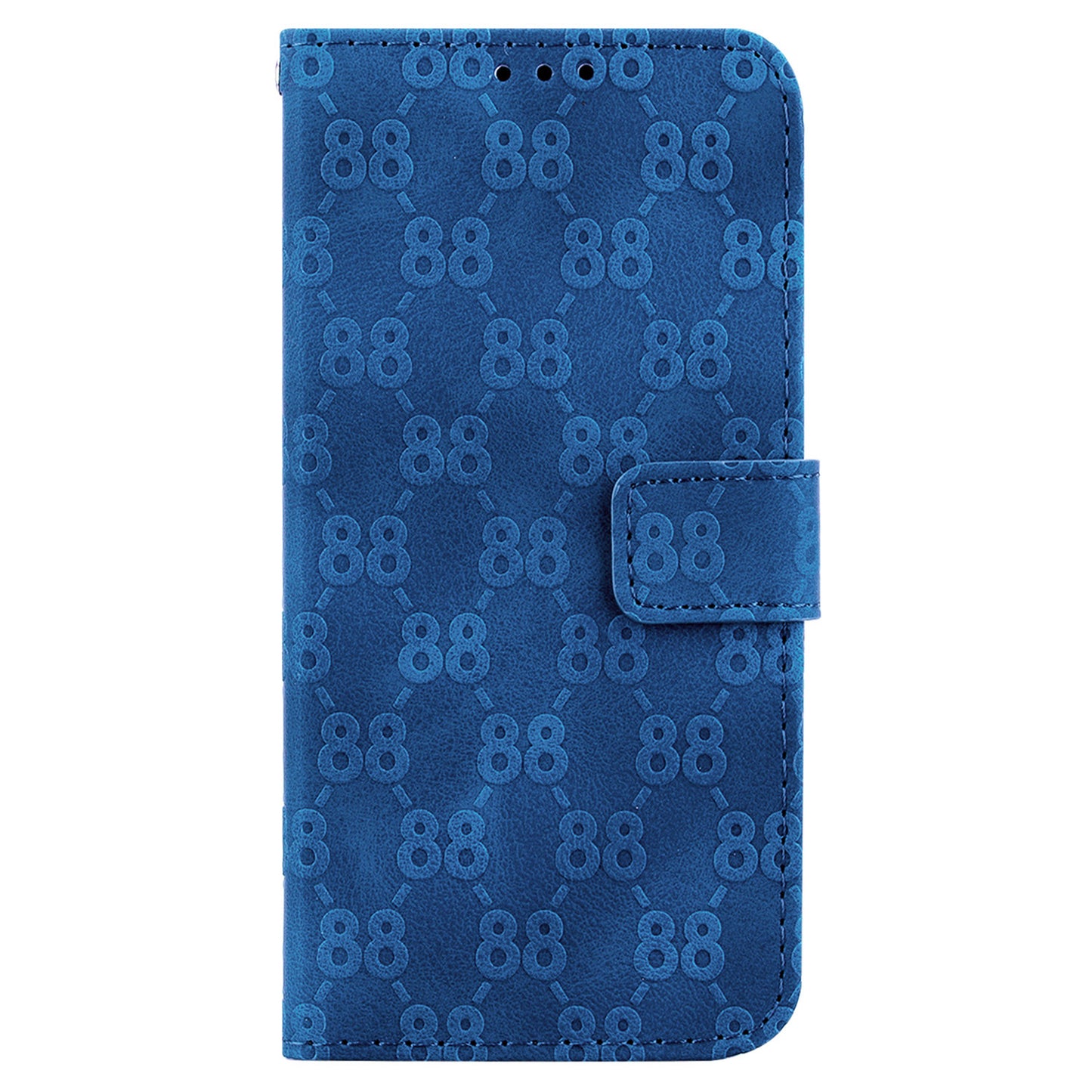 For Samsung Galaxy M34 5G / F34 5G Double 8-Shape Imprint Phone Cover Leather Wallet Stand Case - Dark Blue