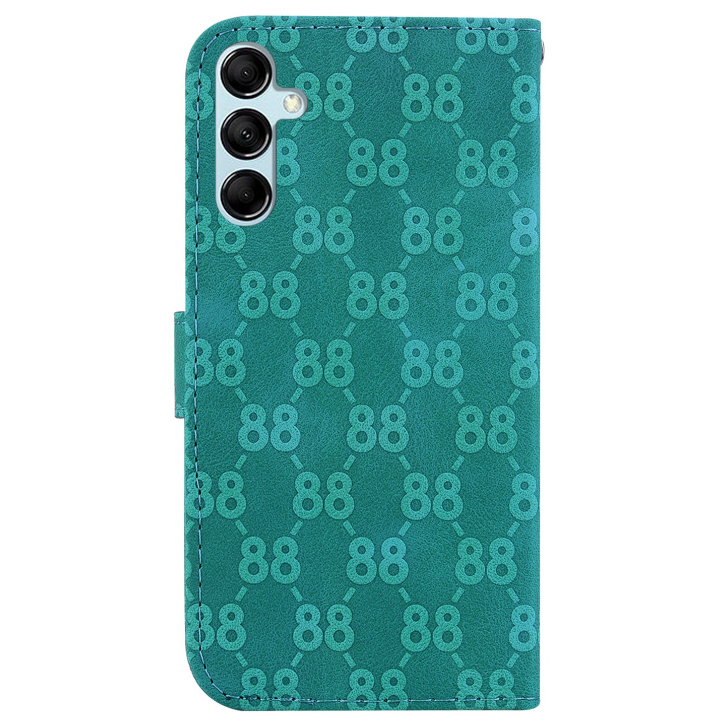 For Samsung Galaxy M34 5G / F34 5G Double 8-Shape Imprint Phone Cover Leather Wallet Stand Case - Green