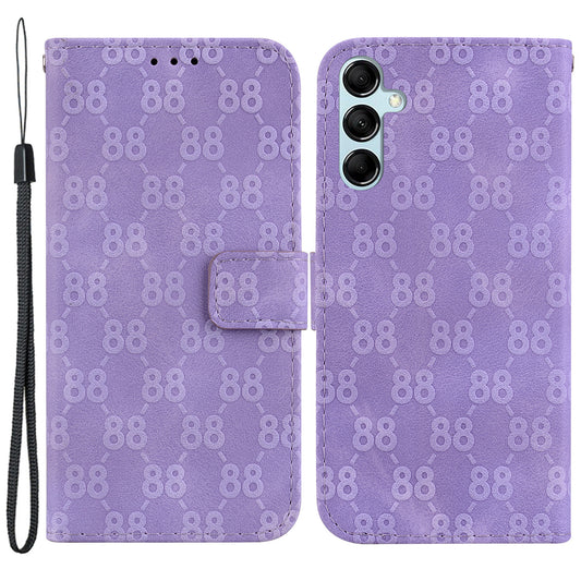 For Samsung Galaxy M34 5G / F34 5G Double 8-Shape Imprint Phone Cover Leather Wallet Stand Case - Purple