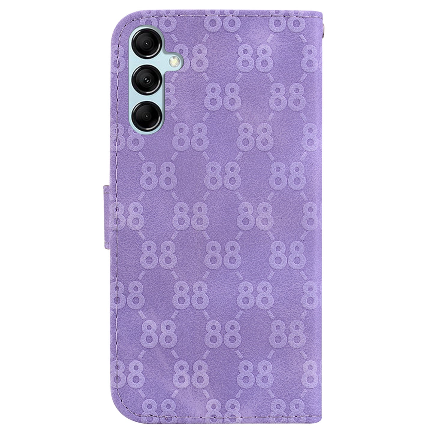 For Samsung Galaxy M34 5G / F34 5G Double 8-Shape Imprint Phone Cover Leather Wallet Stand Case - Purple