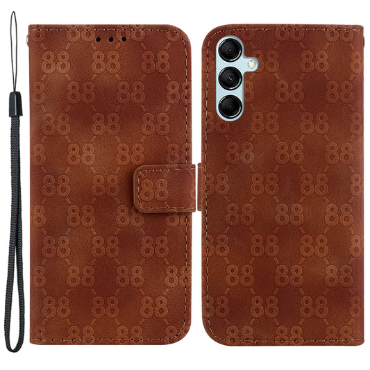 For Samsung Galaxy M34 5G / F34 5G Double 8-Shape Imprint Phone Cover Leather Wallet Stand Case - Brown