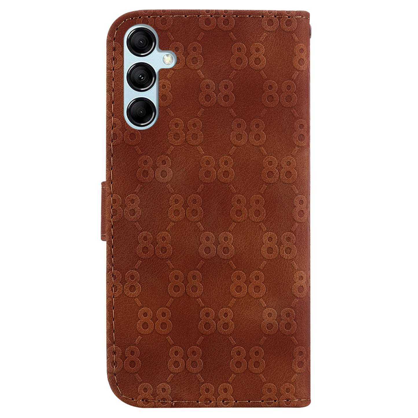 For Samsung Galaxy M34 5G / F34 5G Double 8-Shape Imprint Phone Cover Leather Wallet Stand Case - Brown