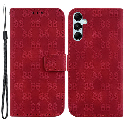 For Samsung Galaxy M34 5G / F34 5G Double 8-Shape Imprint Phone Cover Leather Wallet Stand Case - Red