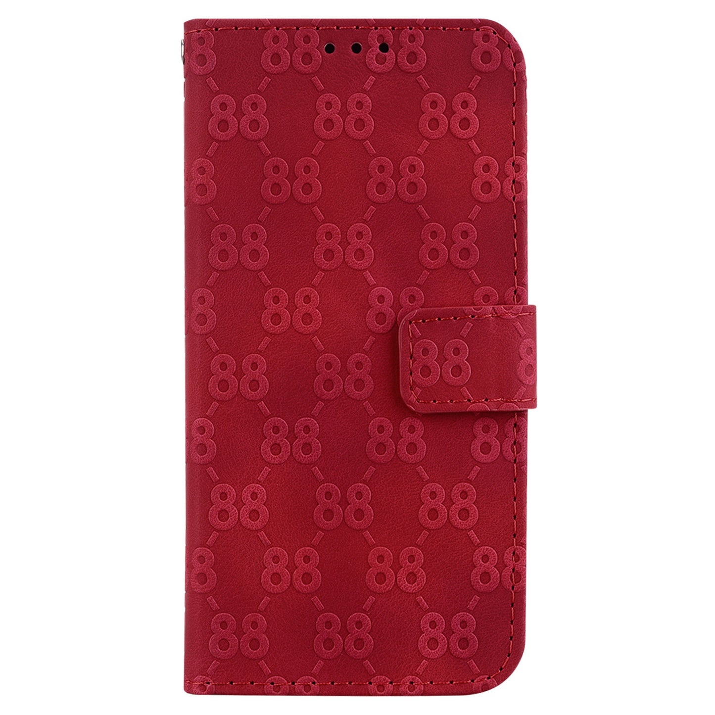 For Samsung Galaxy M34 5G / F34 5G Double 8-Shape Imprint Phone Cover Leather Wallet Stand Case - Red