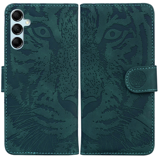 For Samsung Galaxy M34 5G / F34 5G Imprinted Tiger Wallet Cover Slim-Fit PU Leather Stand Phone Case - Green