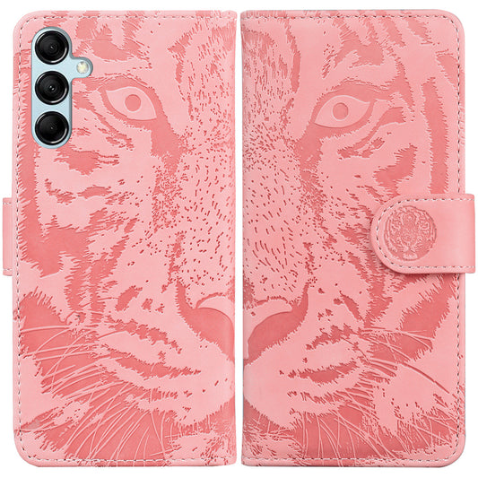 For Samsung Galaxy M34 5G / F34 5G Imprinted Tiger Wallet Cover Slim-Fit PU Leather Stand Phone Case - Pink