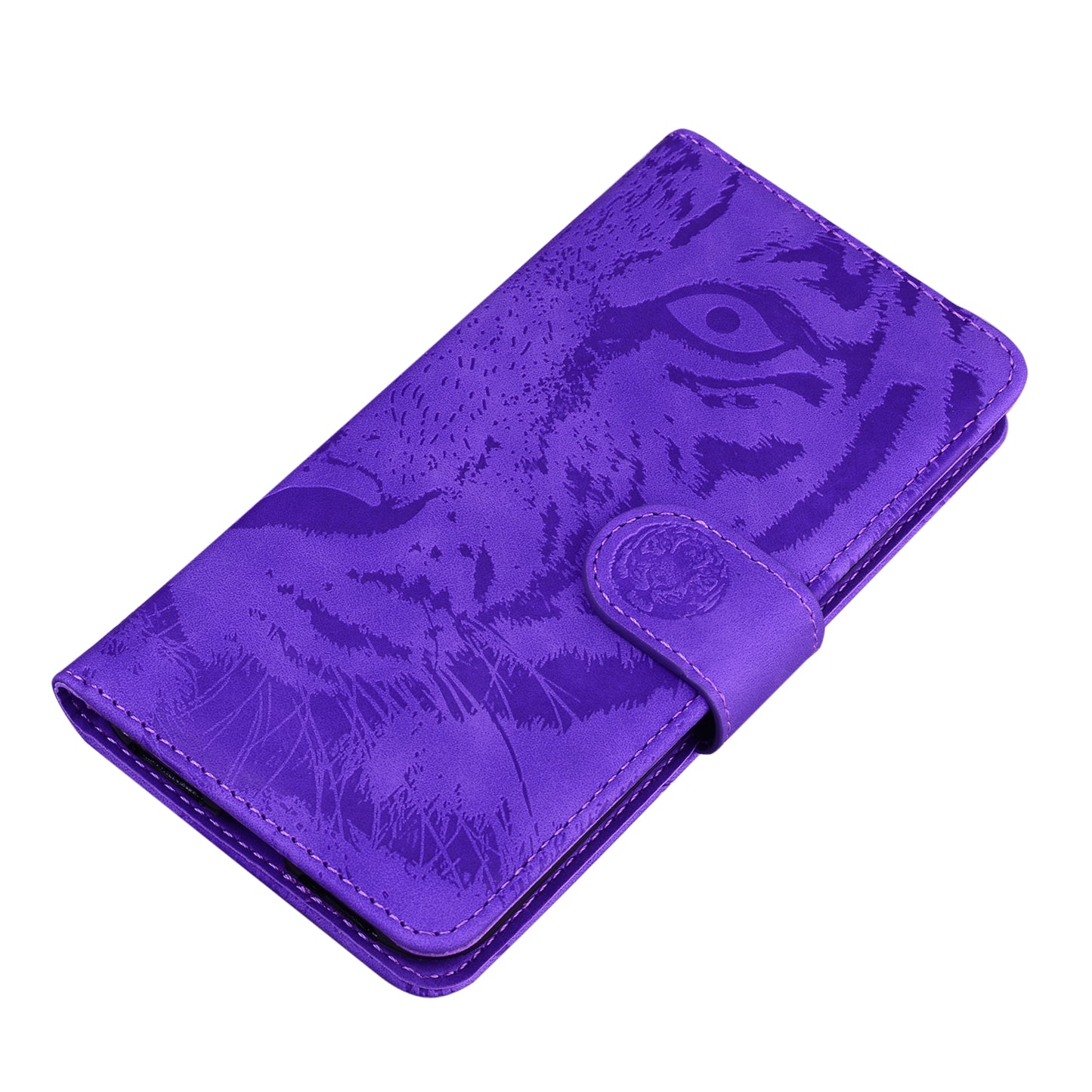 For Samsung Galaxy M34 5G / F34 5G Imprinted Tiger Wallet Cover Slim-Fit PU Leather Stand Phone Case - Purple