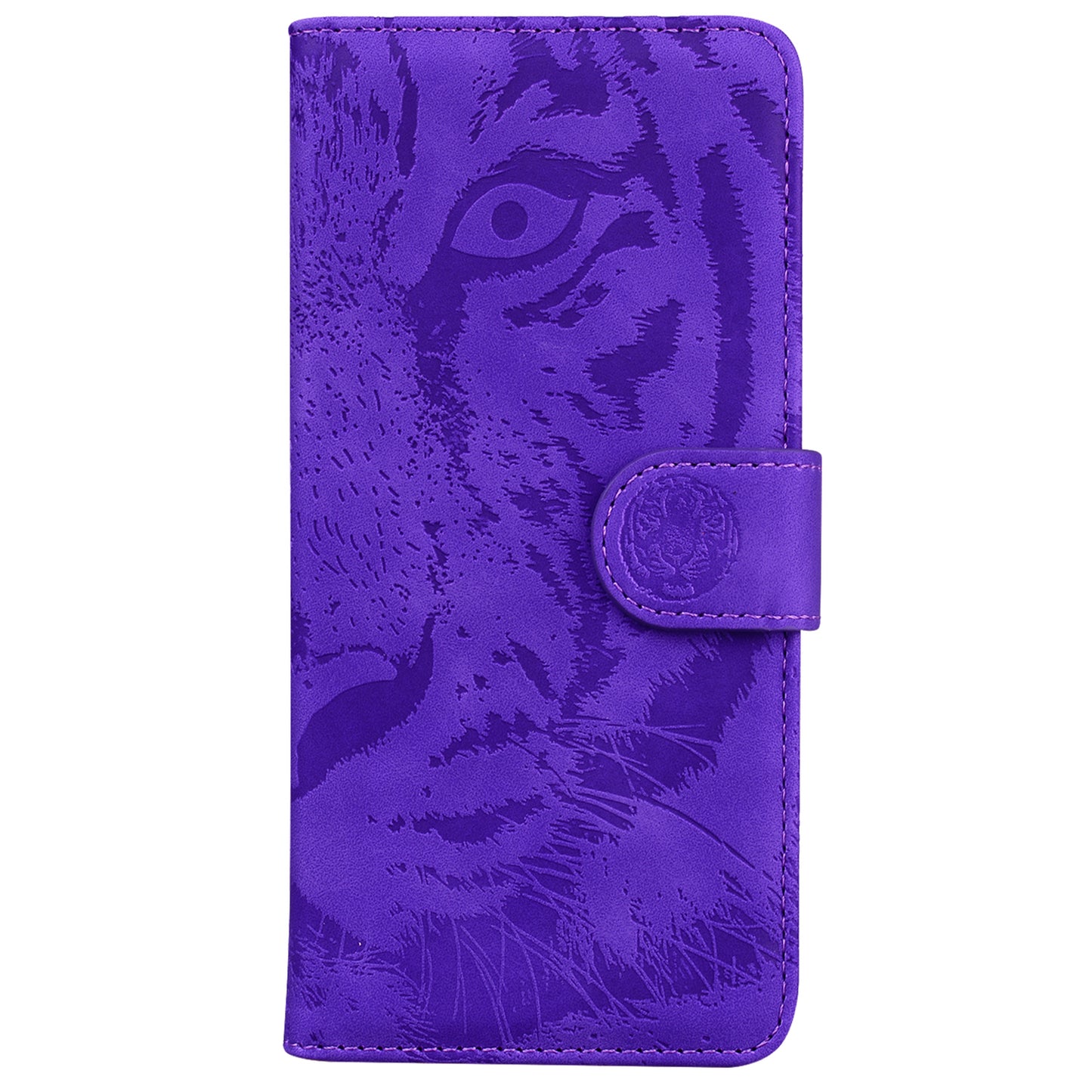For Samsung Galaxy M34 5G / F34 5G Imprinted Tiger Wallet Cover Slim-Fit PU Leather Stand Phone Case - Purple