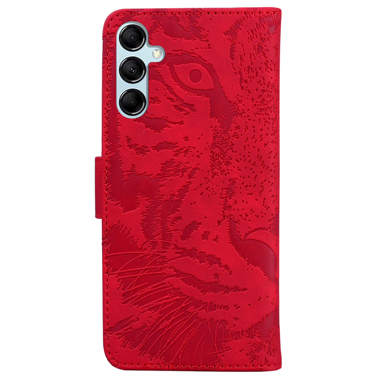 For Samsung Galaxy M34 5G / F34 5G Imprinted Tiger Wallet Cover Slim-Fit PU Leather Stand Phone Case - Red