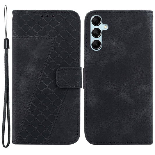 For Samsung Galaxy M34 5G / F34 5G Phone Leather Case 7-Shape Imprinted Wallet Stand Cover - Black