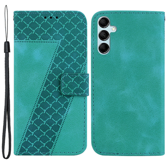 For Samsung Galaxy M34 5G / F34 5G Phone Leather Case 7-Shape Imprinted Wallet Stand Cover - Green