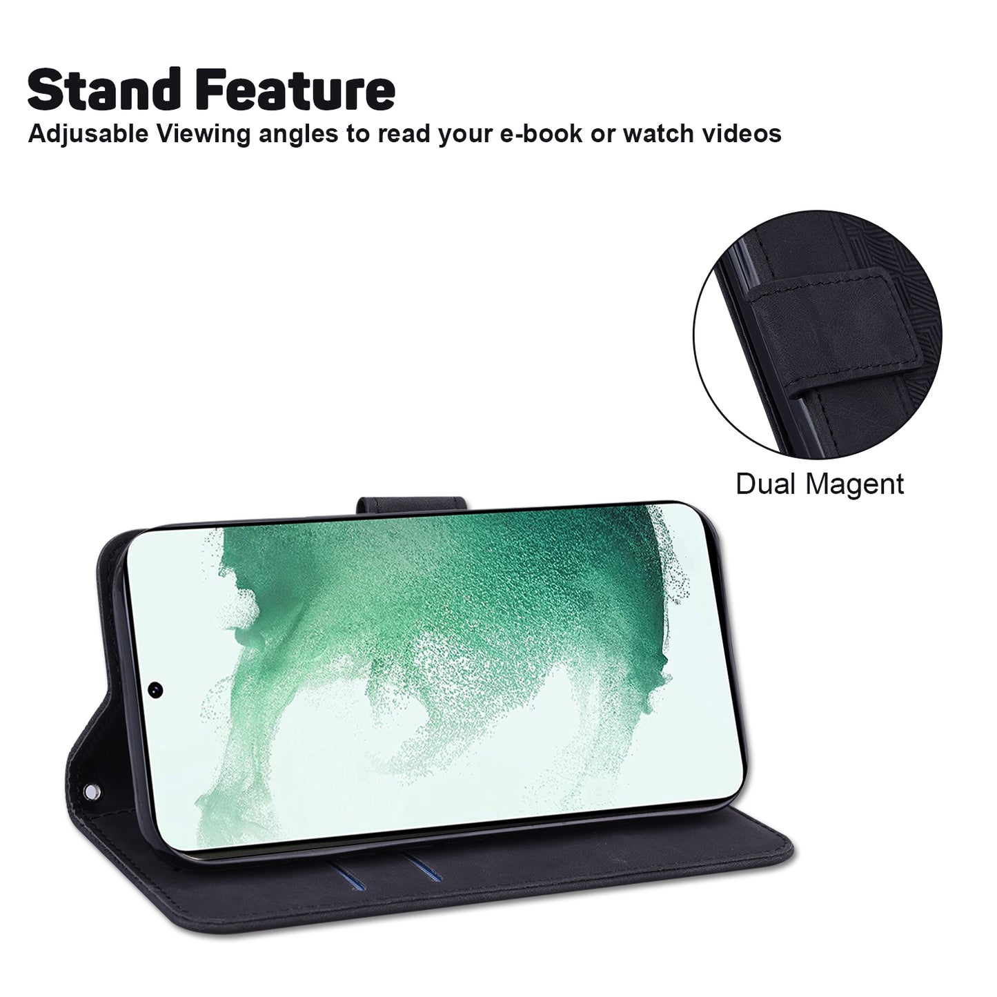 Phone Cover for Samsung Galaxy M34 5G / F34 5G , Wallet Stand PU Leather Geometry Imprinted Case - Black