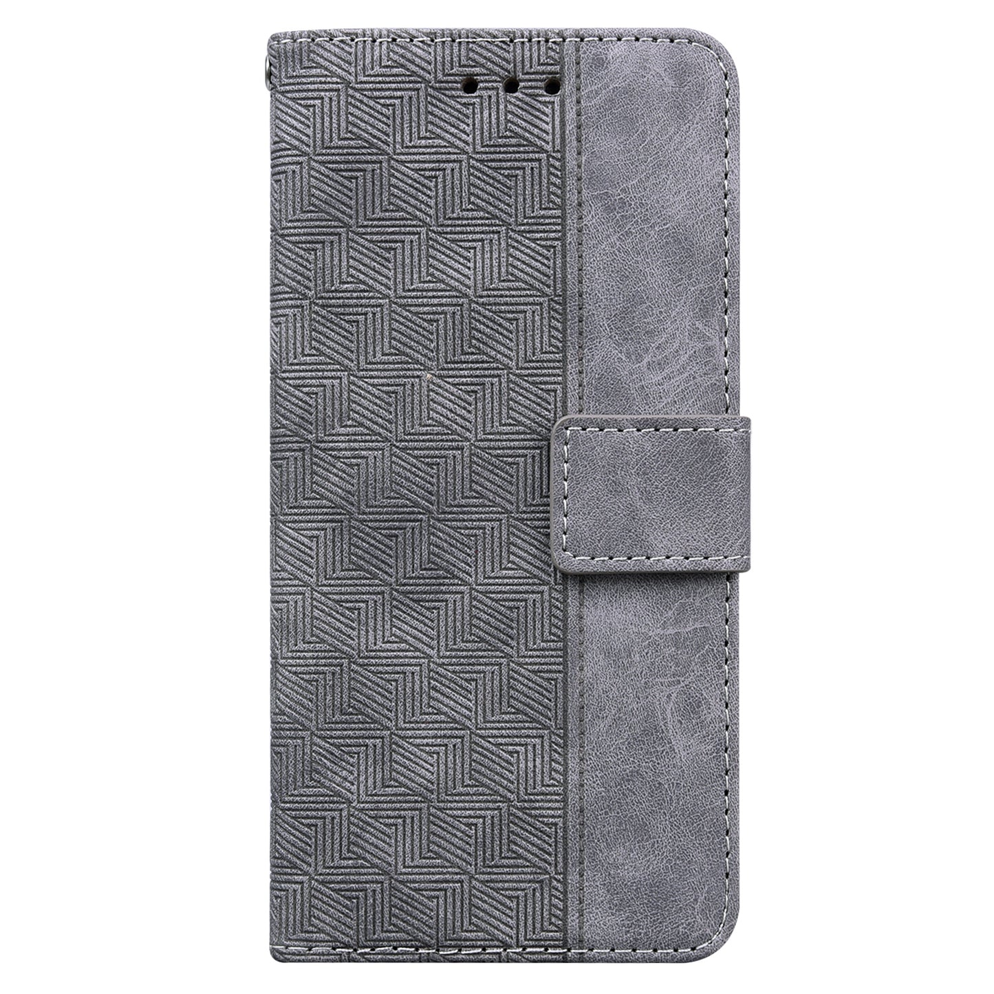Phone Cover for Samsung Galaxy M34 5G / F34 5G , Wallet Stand PU Leather Geometry Imprinted Case - Grey