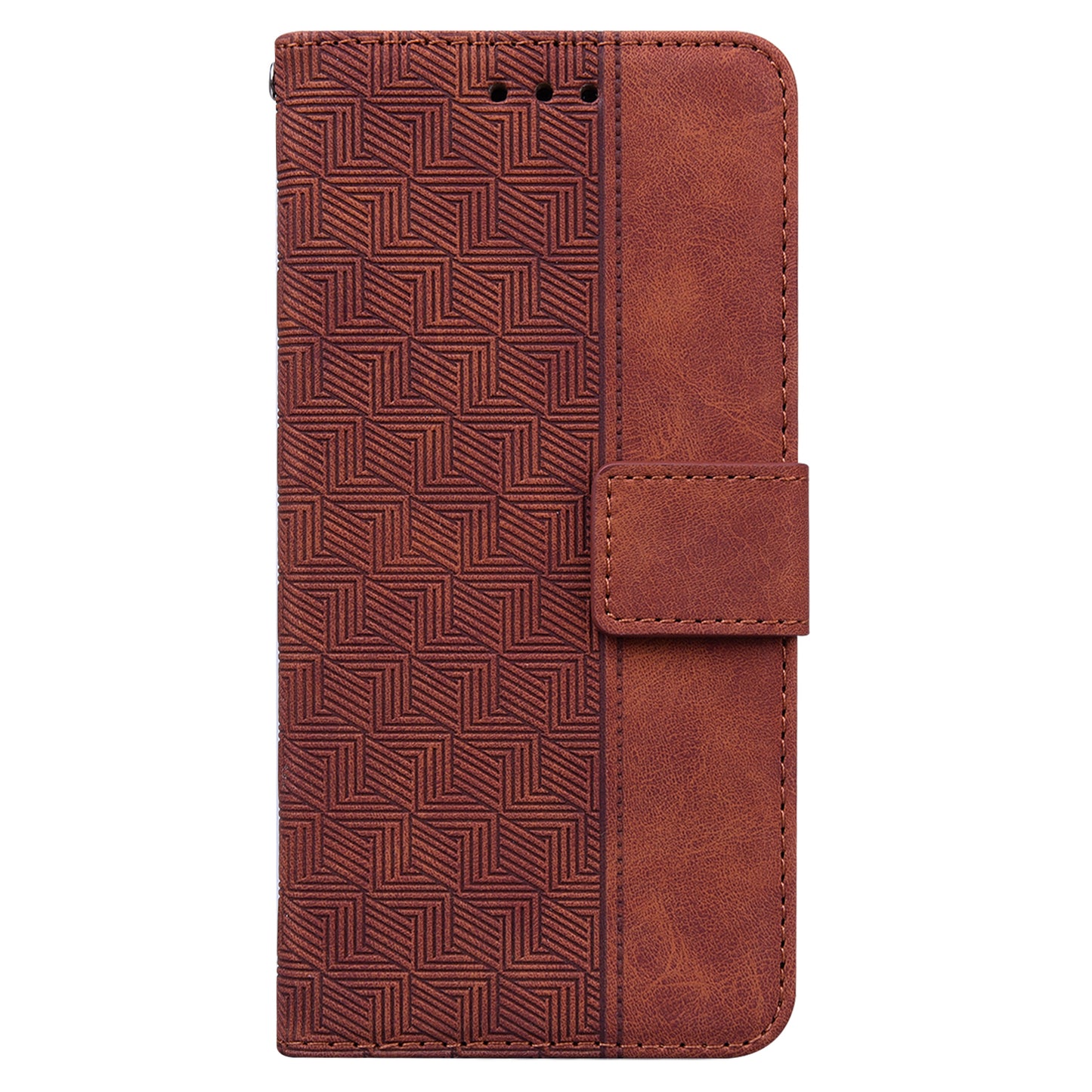 Phone Cover for Samsung Galaxy M34 5G / F34 5G , Wallet Stand PU Leather Geometry Imprinted Case - Brown