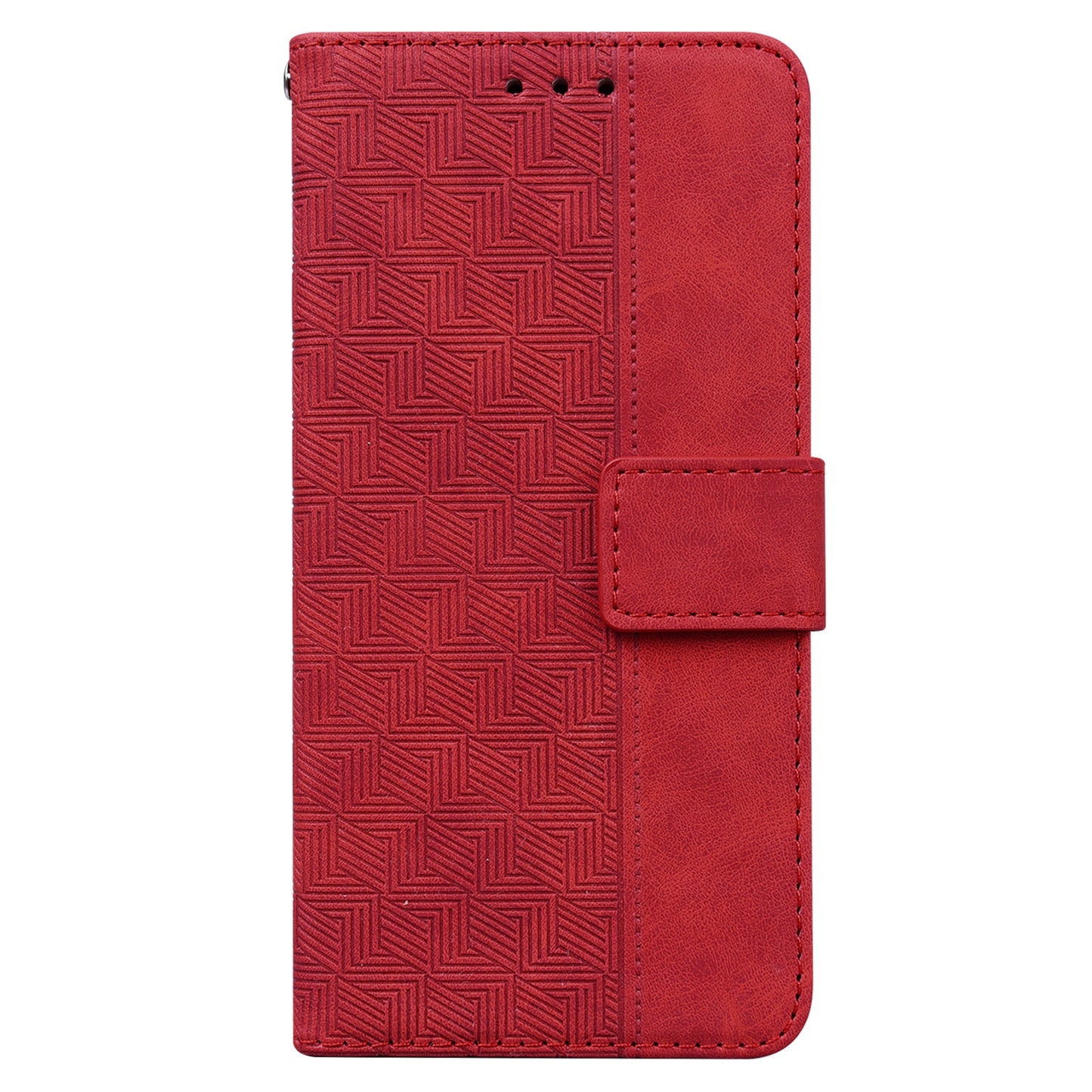 Phone Cover for Samsung Galaxy M34 5G / F34 5G , Wallet Stand PU Leather Geometry Imprinted Case - Red